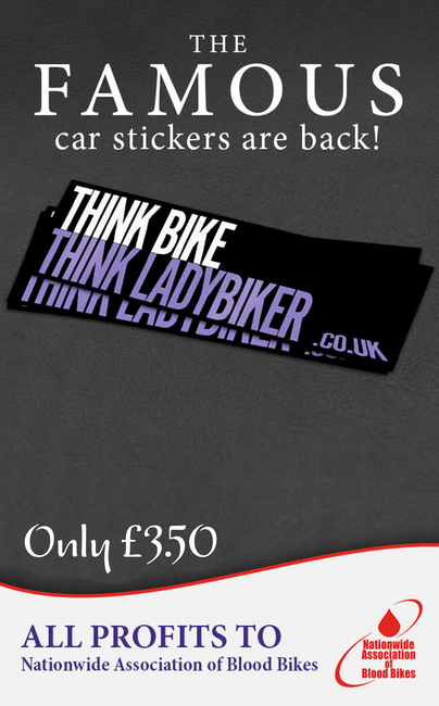 LadyBiker Car Window Stickers - all profits to The Nationwide Association of Blood Bikes