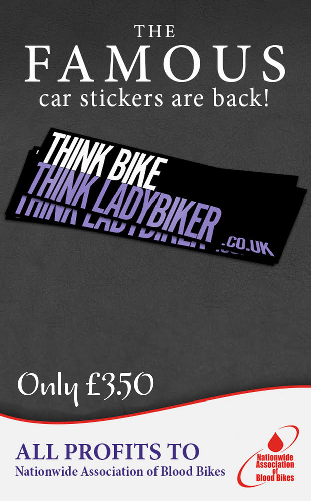 LadyBiker Car Window Stickers - all profits to The Nationwide Association of Blood Bikes